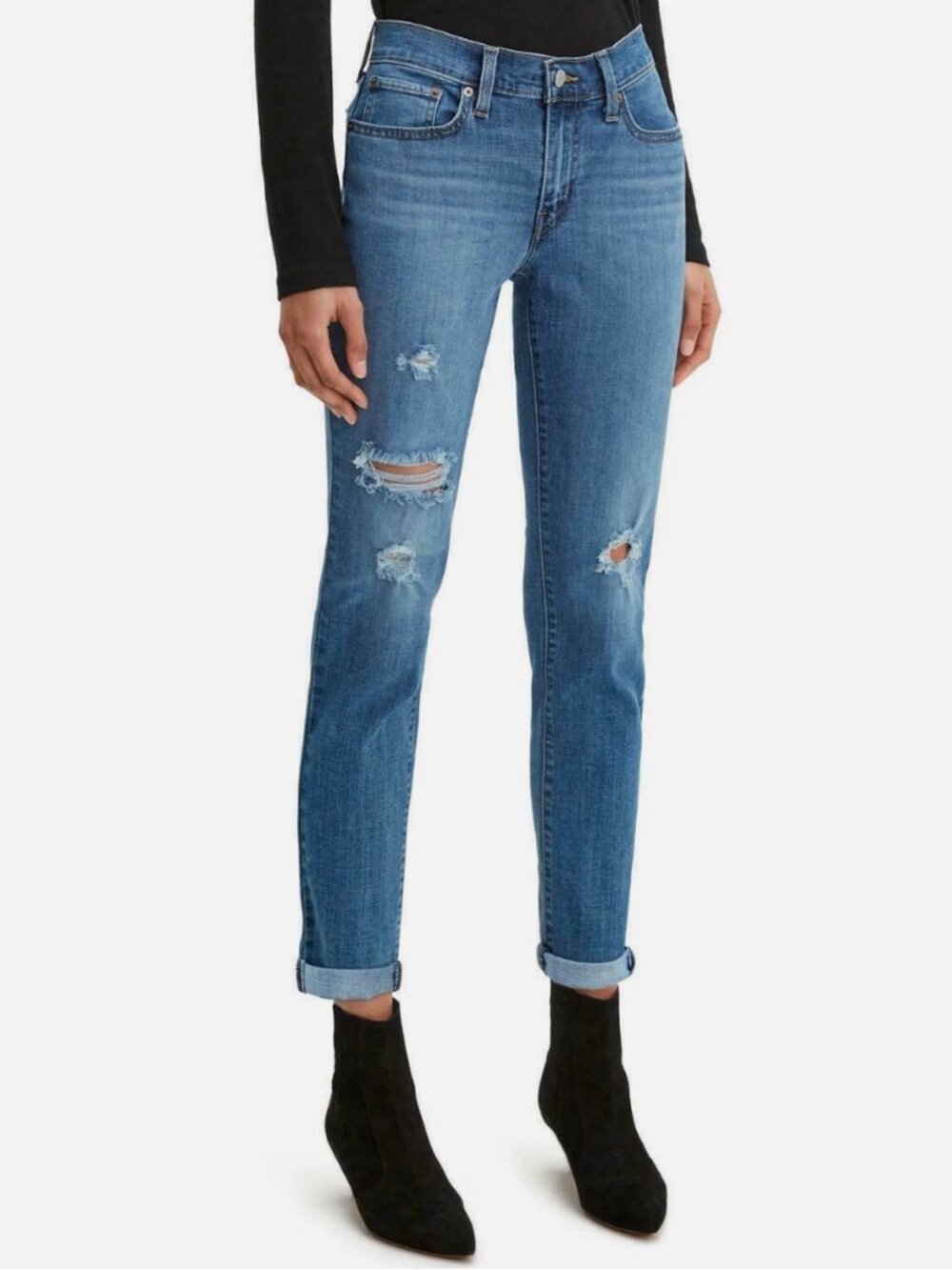 Levi's Women's Boyfriend Hypersoft Lightly Distressed Cuffed Jeans Size 31 (NWT)